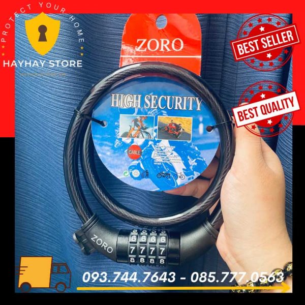 Khóa Dây Cáp ZORO Mật Mã 4 Số