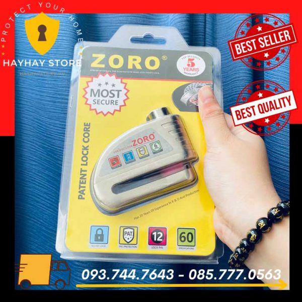 Khóa Đĩa ZORO Báo Động Còi Hú Xe Máy