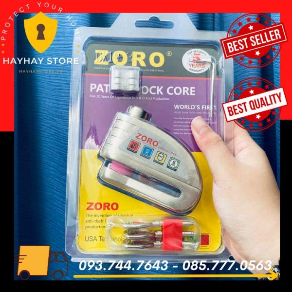 Khóa Đĩa ZORO Báo Động Còi Hú Xe Máy