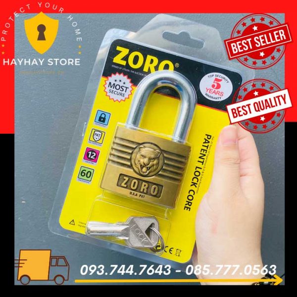 Ổ Khóa Cửa Nhà ZORO Đầu Cọp 6 Phân