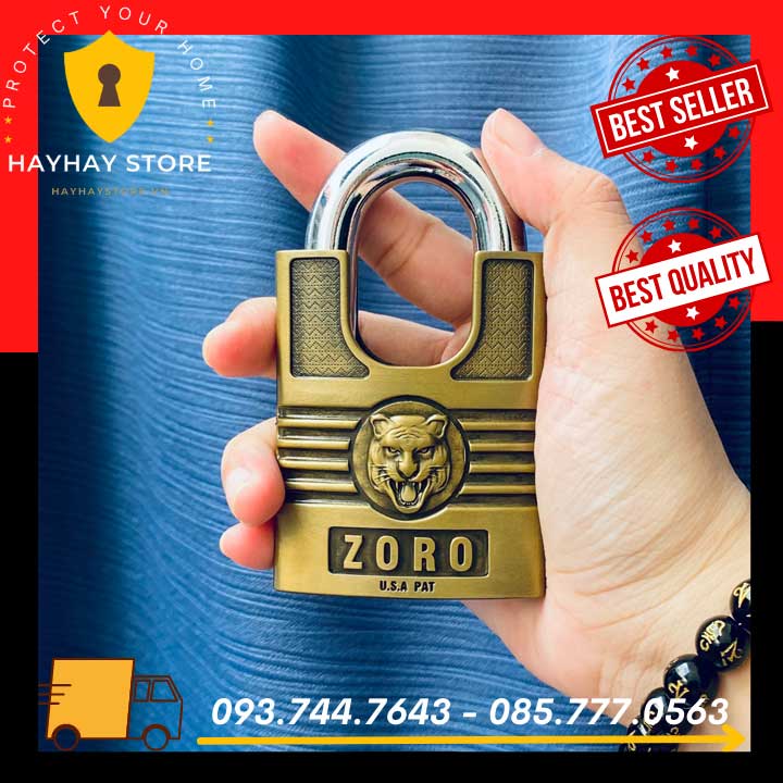 Ổ Khóa Cửa Nhà ZORO Đầu Cọp Chống Cắt 6 Phân