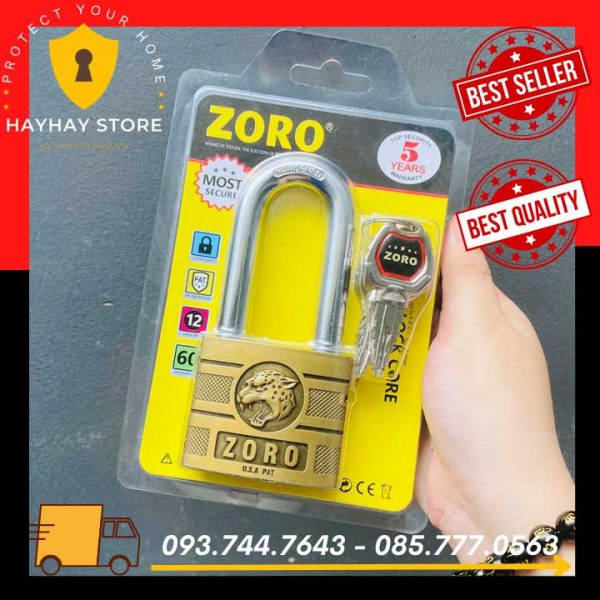 Ổ Khóa Cửa ZORO Đầu Báo Càng Dài
