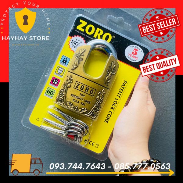 Ổ Khóa Cửa Nhà ZORO Bông Lúa Chống Cắt 6 Phân