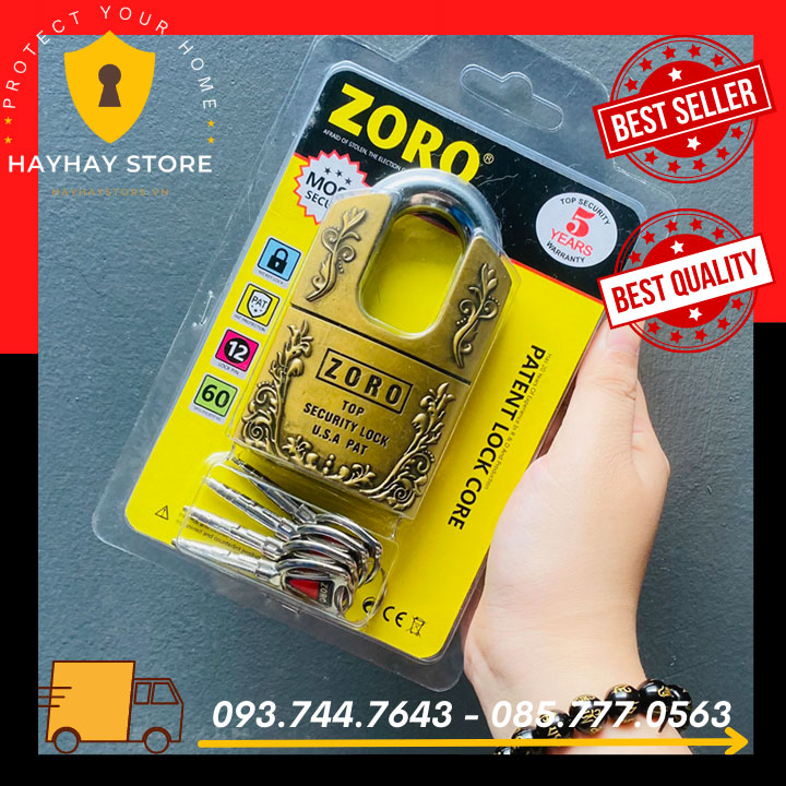Ổ Khóa Cửa Nhà ZORO Bông Lúa Chống Cắt 6 Phân
