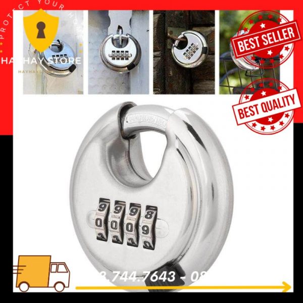 Ổ Khóa Inox Mật Mã Hình Tròn 4 Số Chống Cắt