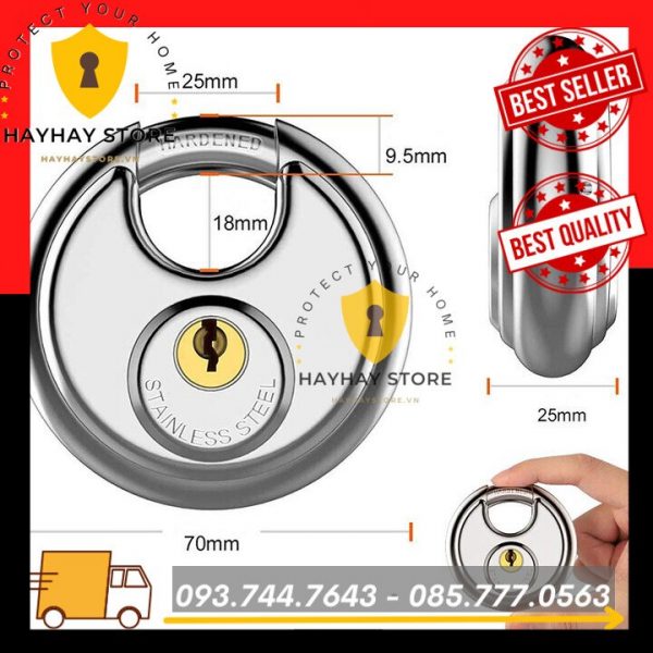 Ổ Khóa Inox Hình Tròn Chống Cưa Chống Cắt